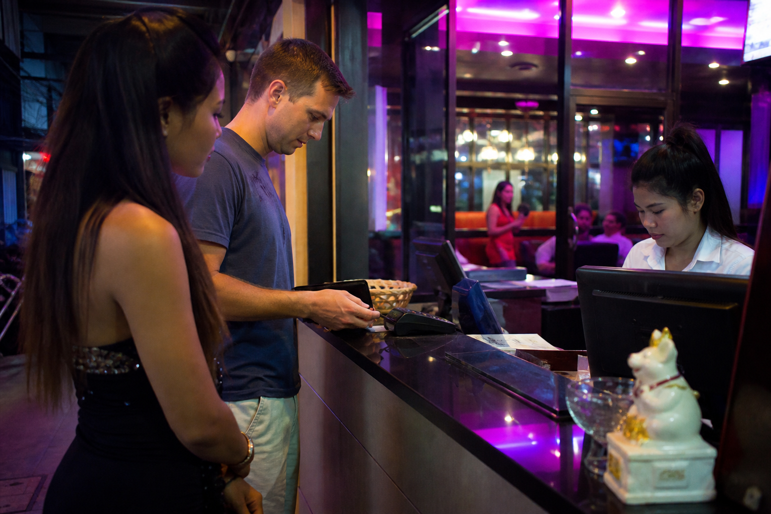 Paying the Bill and Leaving the Karaoke Bar