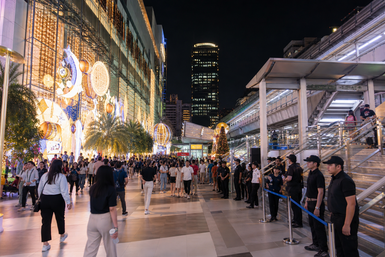 Siam Bangkok countdown crowds and festive malls
