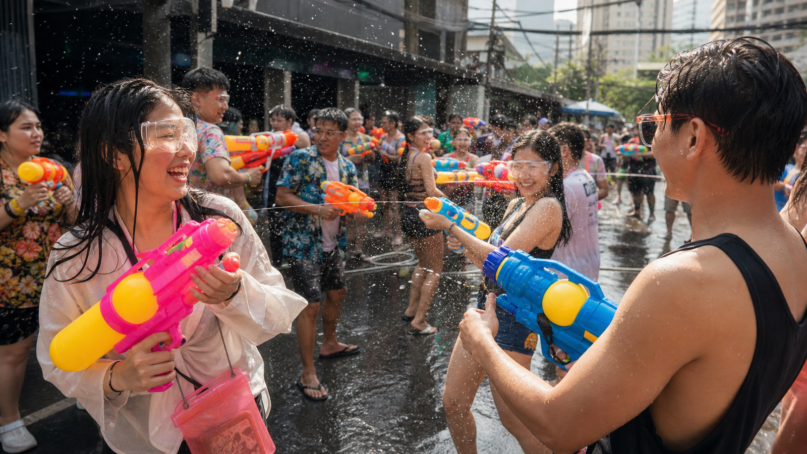 Songkran at Thaniya Road and Silom