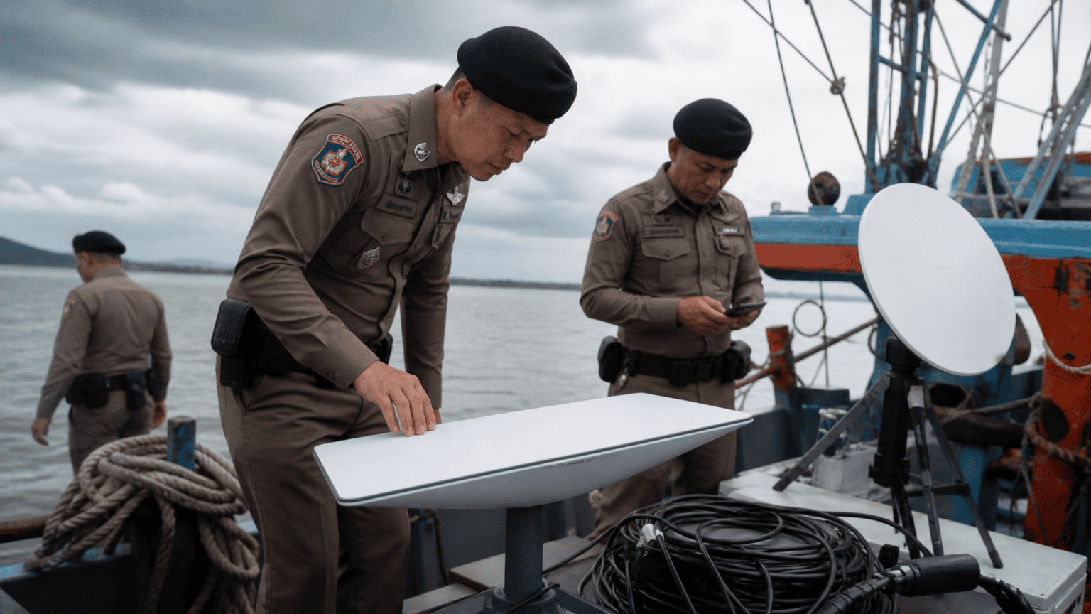 Starlink Equipment Seized from Fishing Boats on Songkhla Lake