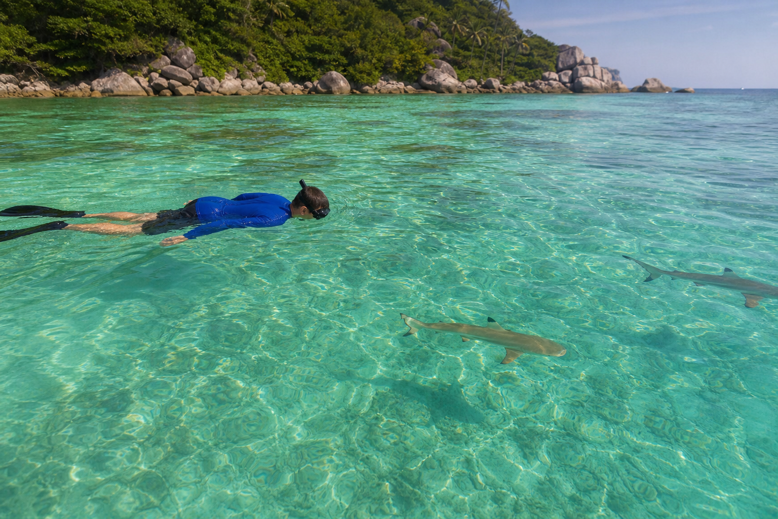 Swim With Black Tip Reef Sharks at Shark Bay