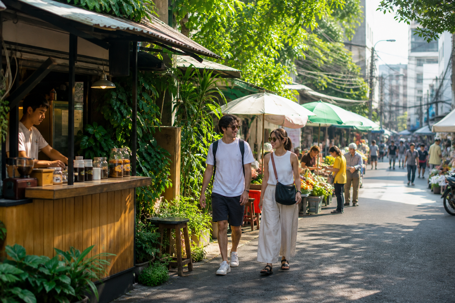 Bangkok street market in Thailand's cool season