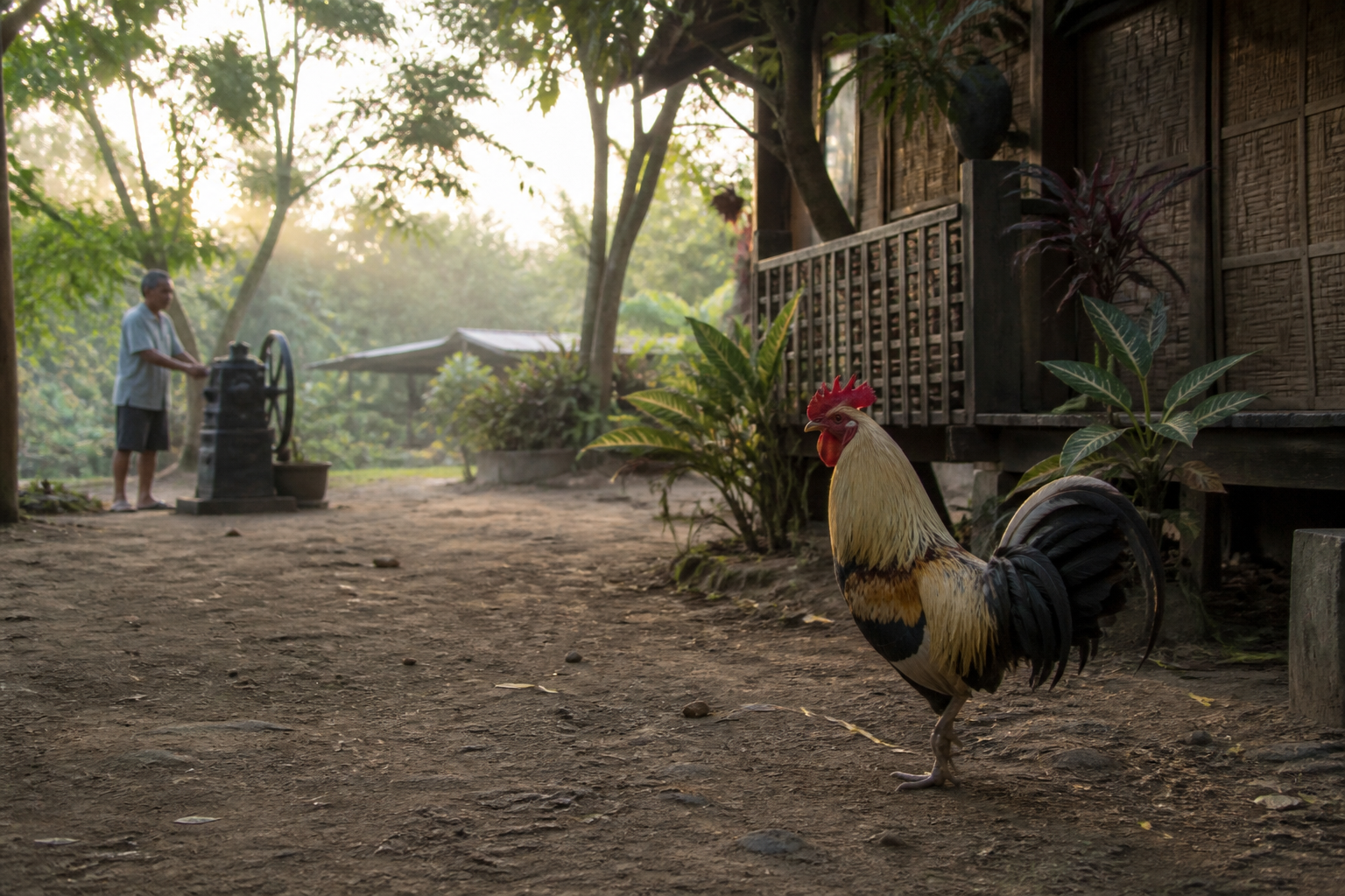 The Uncle's Gun and Fighting Rooster