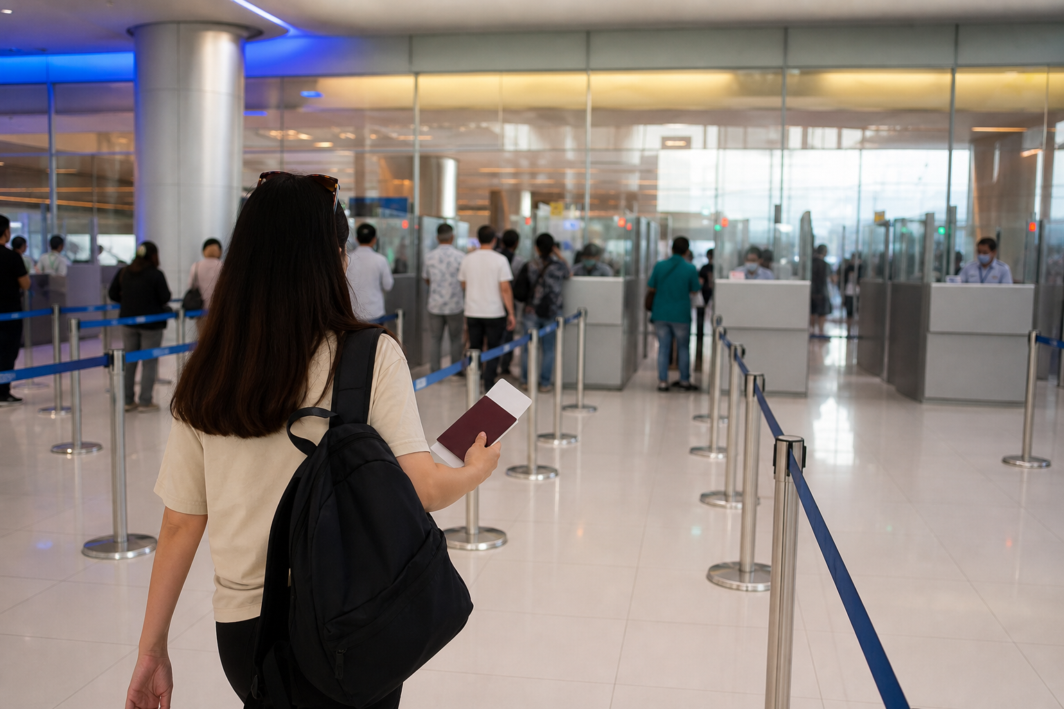 Walking to Suvarnabhumi Immigration