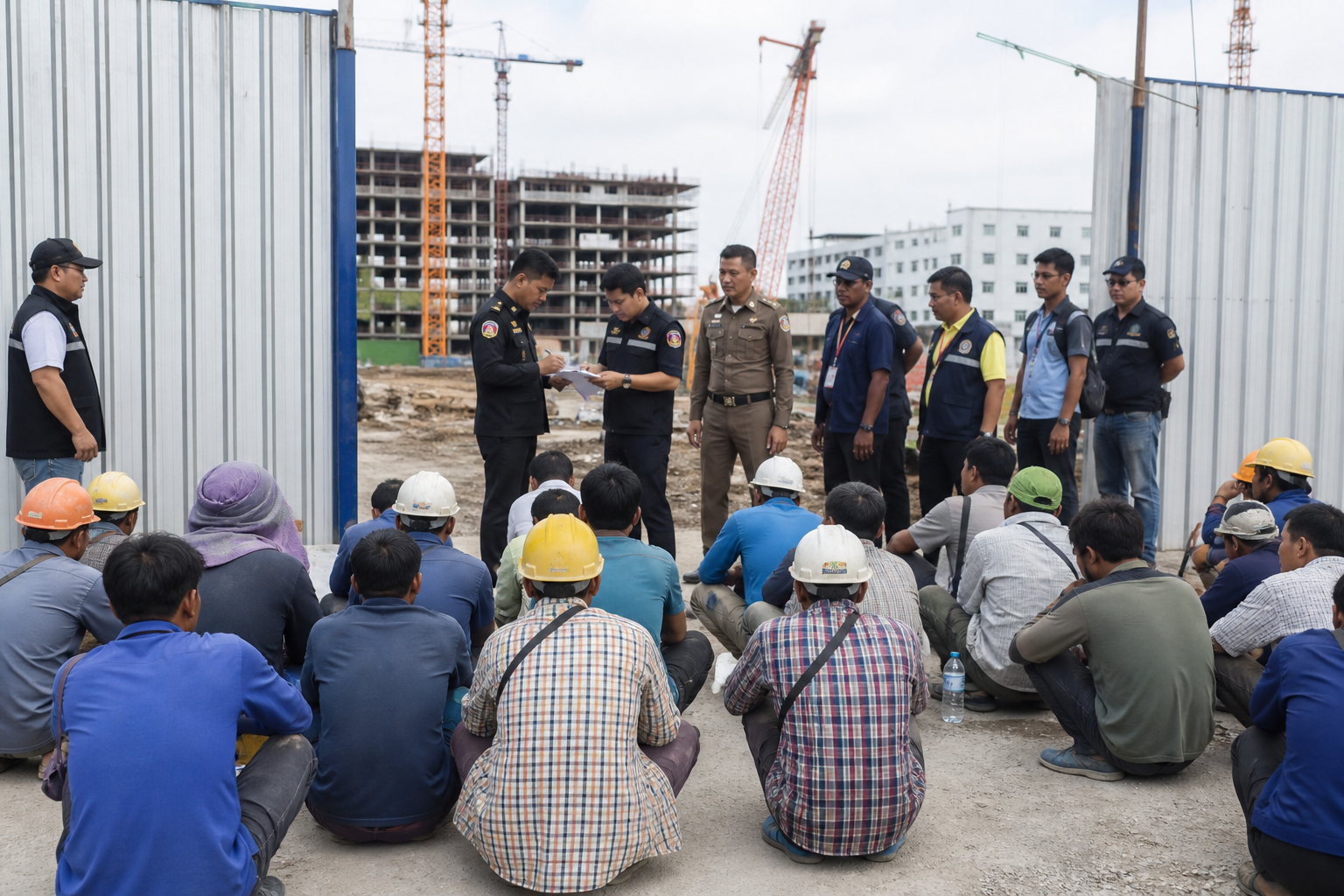 24 Suspected Illegal Workers Detained at Ban Chang Construction Site
