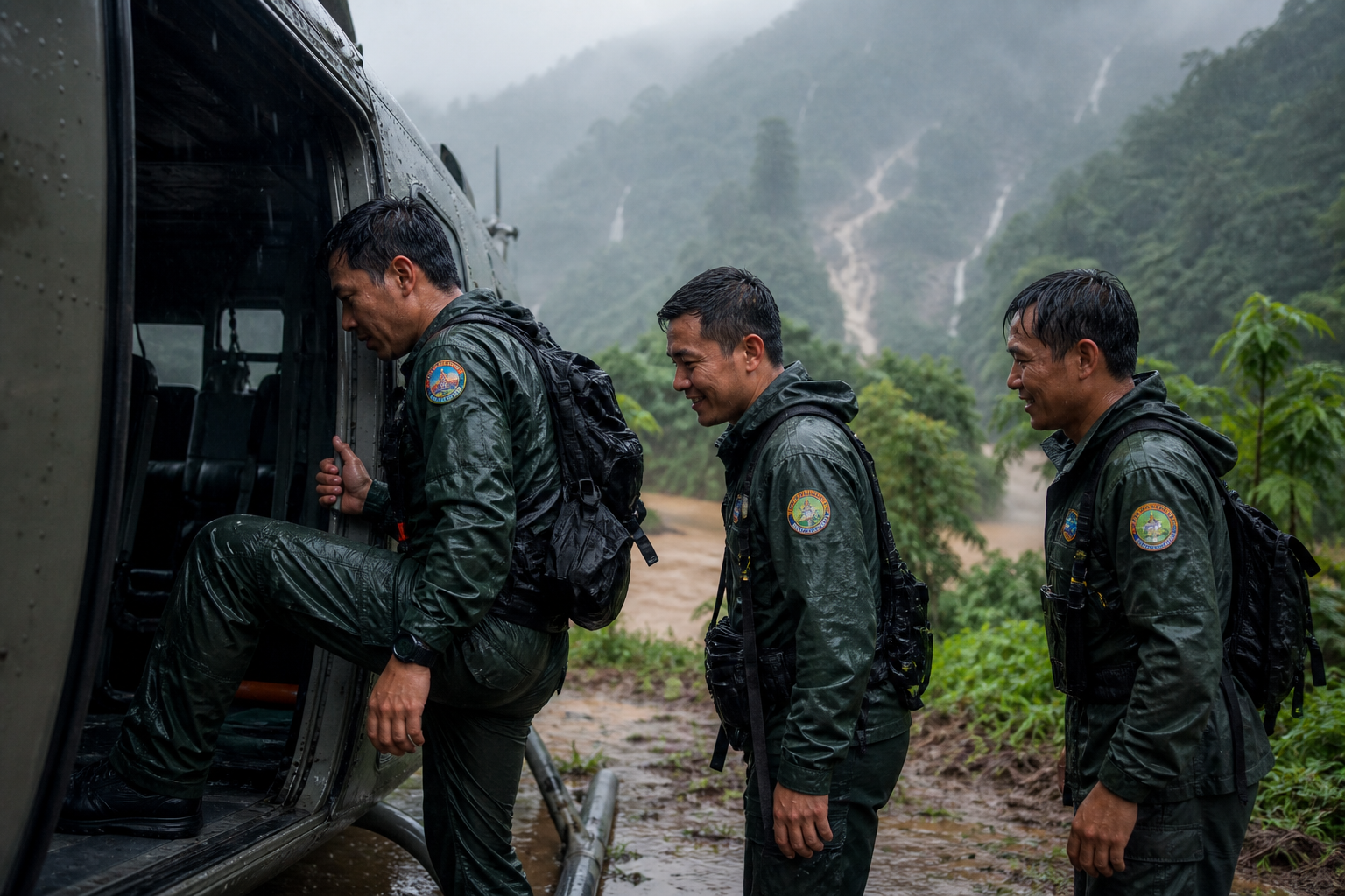 Thailand Forest Rangers Rescued After Heavy Rain and Flash Flooding