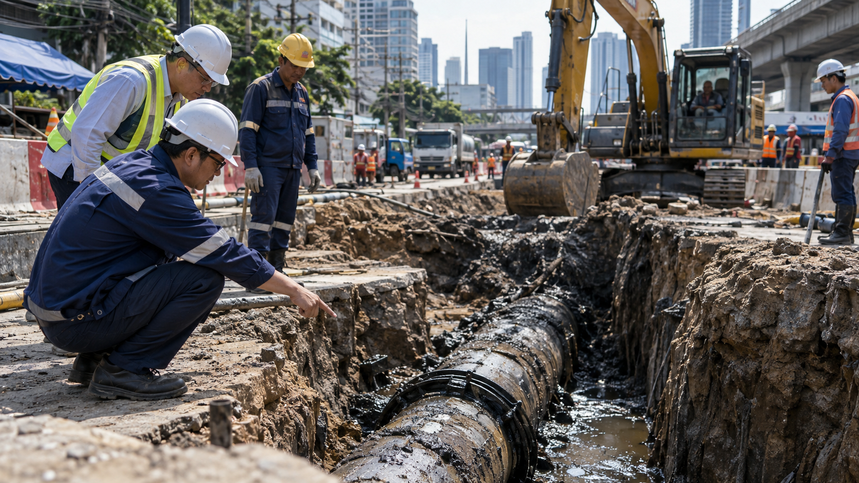 Damaged Underground Oil Pipeline Found in Khlong Toei
