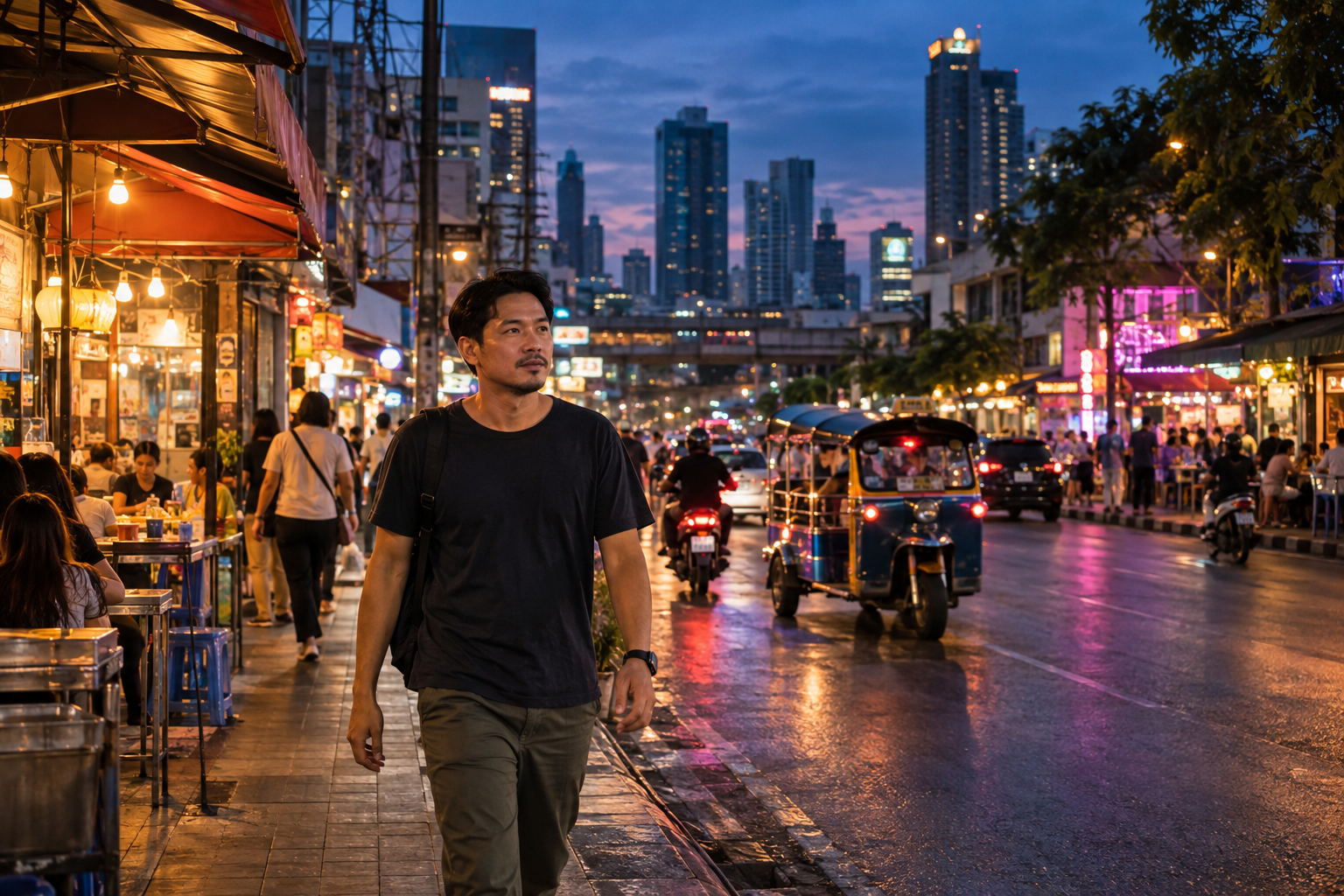 Huai Khwang is a local Bangkok district with neon edges