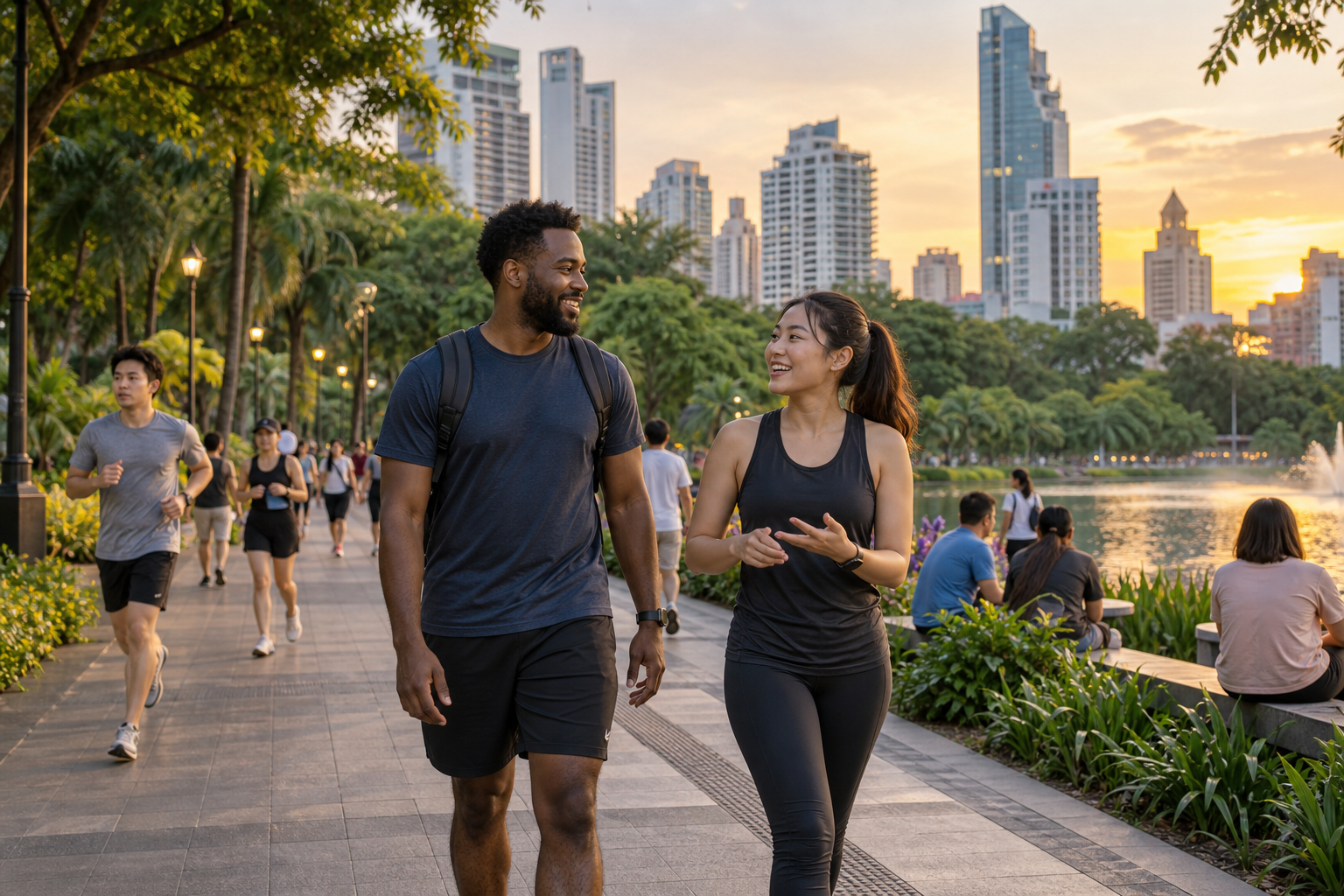 Midday Break and the Evening at Benjasiri Park