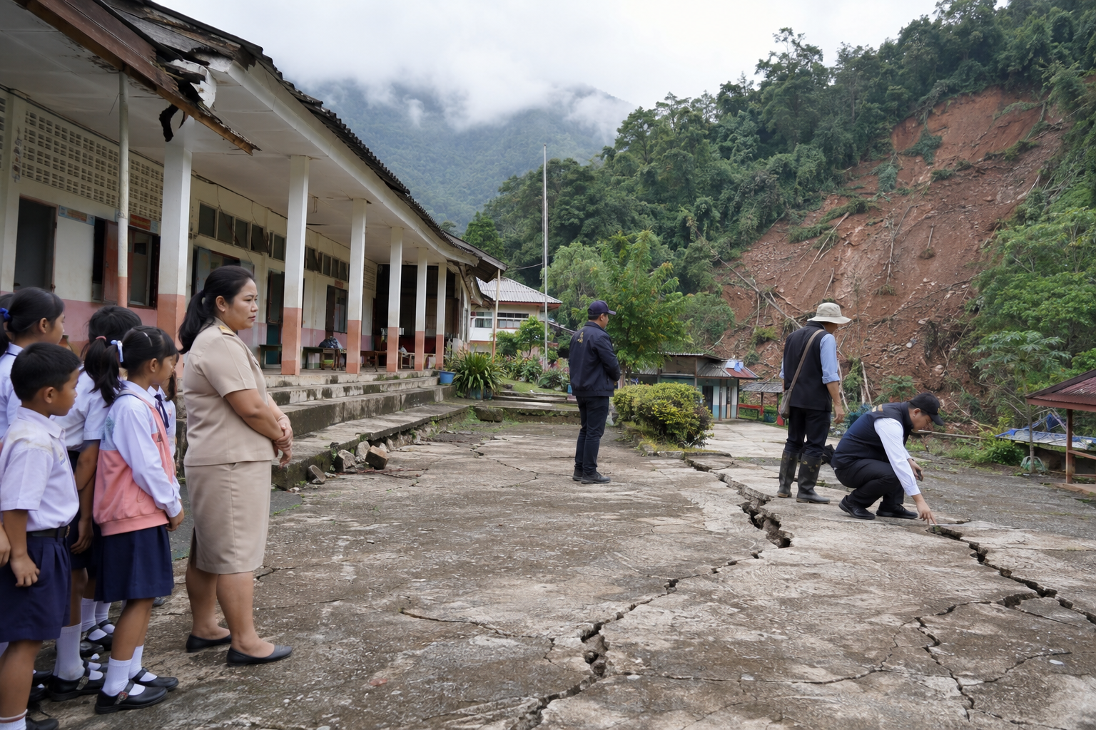Nan Province School Closed After Landslides and Ground Movement