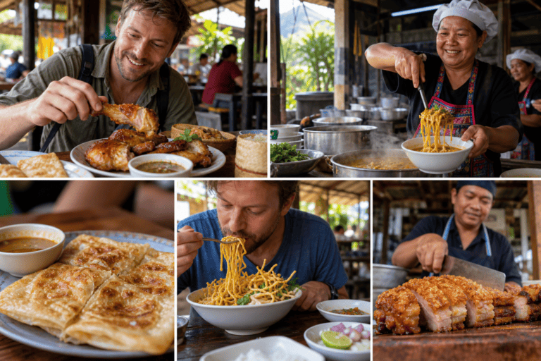 Roast Chicken, Roti, and Khao Soi Khun Yai Chaing Mai