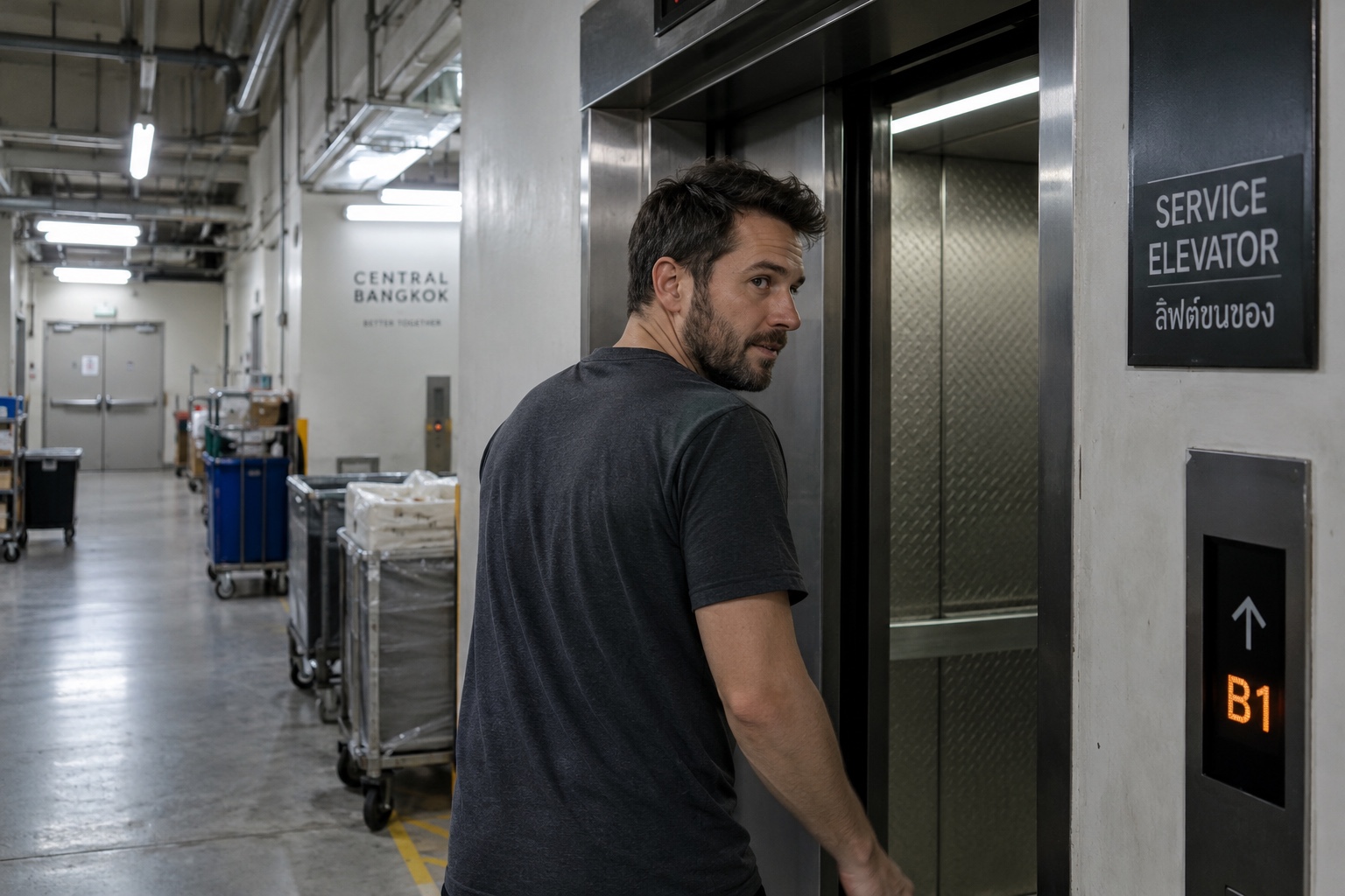 Leaving the Bangkok Mall Through a Service Elevator