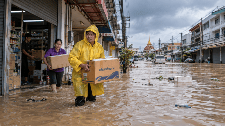 Rayong Flooding Hits Shops and Roads